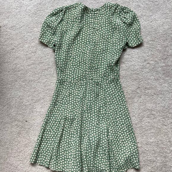 Reformation Green Floral Print V Neck Mini Dress - 6 - Picture 6 of 6